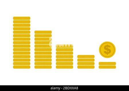 Icona crisi finanziaria grafico monete. Eps10 vettoriali Illustrazione Vettoriale