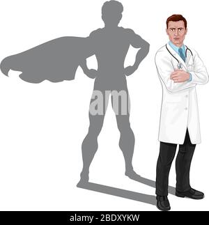 Concetto di supereroe Shadow Super Hero Doctor Illustrazione Vettoriale