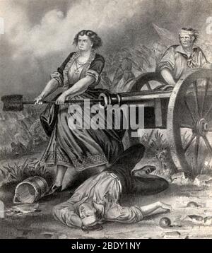 Molly Pitcher nella battaglia di Monmouth, 1778 Foto Stock