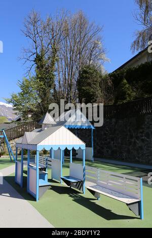 Aire de jeux. Jardin d'Enfants. Jardin du Mont-Blanc. Saint-Gervais-les-Bains. alta Savoia. Francia. Foto Stock