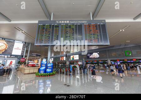 Shanghai, Cina – 26 settembre 2019: Terminal 2 all'aeroporto Shanghai Hongqiao (SHA) in Cina. Foto Stock