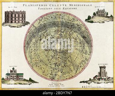 Planisfero celeste meridionale, 1777 Foto Stock