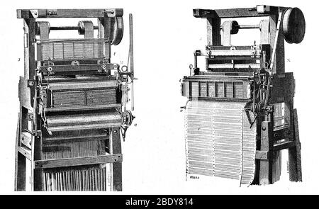 Telaio jacquard per la tessitura di tessuti Foto Stock