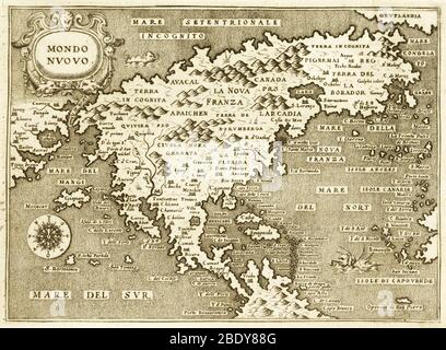 Mappa del nuovo mondo, 1572 Foto Stock