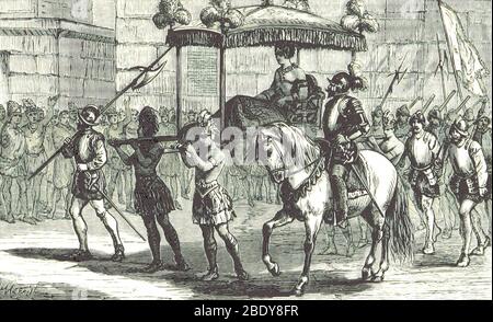 Francisco Pizarro, ingresso a Cuzco, 1533 Foto Stock