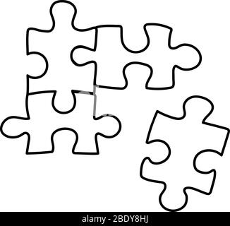 Parti di carta puzzle. Concetto aziendale, modello, layout, silhouette illustrazione disegnata a mano. Illustrazione Vettoriale