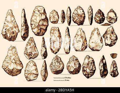 Acheulean Hand-Axes, Paleolitico inferiore Foto Stock