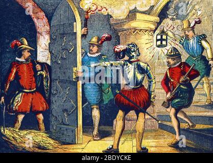 Arresto di Guy Fawkes, 1605 Foto Stock