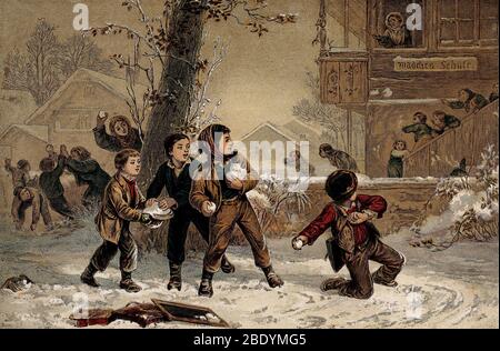 Auguri di stagione, buone feste, 19 ° secolo Foto Stock