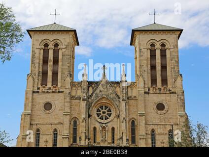 Di fronte alla Cattedrale di San Fernando, San Antonio, Texas Foto Stock