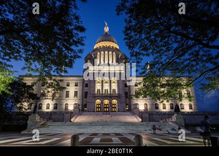 Rhode Island state House di notte Foto Stock