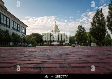 La Rhode Island state House in un pomeriggio estivo Foto Stock