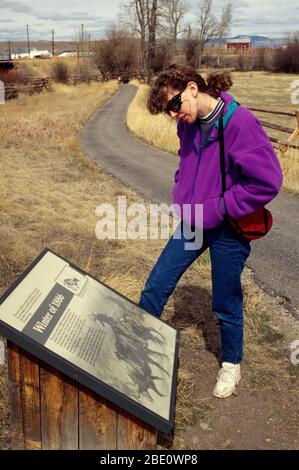 Segni interpretativi, sito storico nazionale Grant-Kohrs, Montana Foto Stock