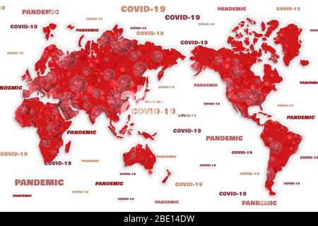 COVID- 19 pandemia mondiale. Coronavirus 19 map i coronavirus (cov) sono una grande famiglia di virus che causano malattie di varia portata Foto Stock