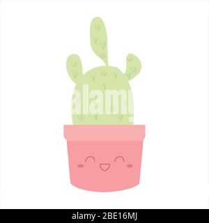 Cute cactus succulente clip art illustrazione botanica cartone animato Illustrazione Vettoriale