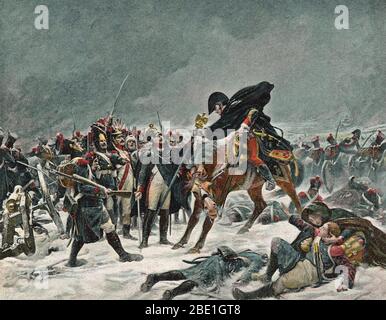 BATTAGLIA DI EYLAU 7/8 FEBBRAIO 1807. Levin von Bennigsen, comandante dell'esercito imperiale russo, è stato catturato come standard dell'Aquila francese. Foto Stock