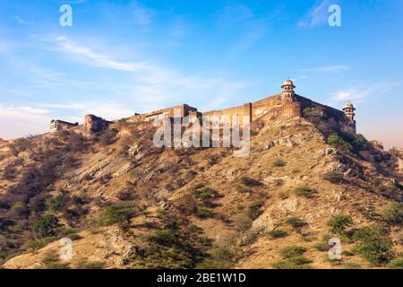 Jaigarh Fort come visto dal Amer Fort, Jaipur, India Foto Stock