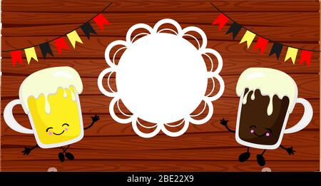 Poster orizzontale per oktoberfest festival.. Carattere birra scuro. Oktoberfest. Benvenuti al festival della birra. Invito Illustrazione Vettoriale