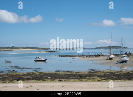 Spiaggia al largo di Bryher, Isole di Scilly Foto Stock