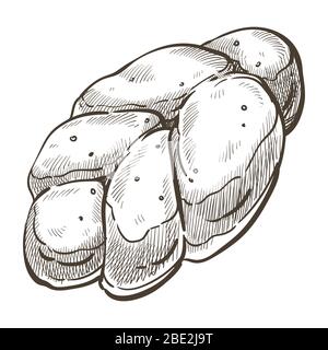 Pane dolce per dessert, abbozzo da forno Illustrazione Vettoriale