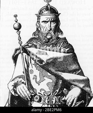 Legende arthurienne : Ritratto de Uther Pendragon, pere du roi Arthur (Ritratto di Uther Pendragon, leggendario re della Gran Bretagna sub-romana e del giuramento) Foto Stock