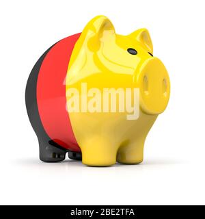 rendering 3d di una banca di piccini grassi in colori tedeschi Foto Stock