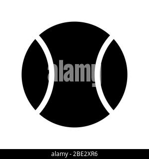 Silhouette palla da tennis, icona a forma di vettore piatto minimalista nero, simbolo per lo sport Illustrazione Vettoriale