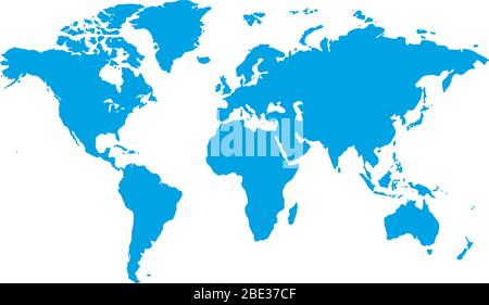 Blu simile mappa mondo vuoto per infografica isolato su sfondo bianco. Illustrazione vettoriale Illustrazione Vettoriale
