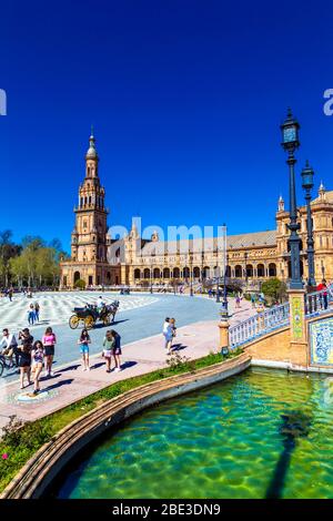 Padiglione a Plaza de España in Parque de María Luisa, Andalusia, Spagna Foto Stock