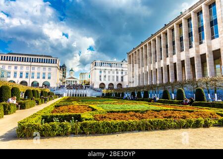 Giardini a Mont des Arts, Bruxelles, Belgio Foto Stock