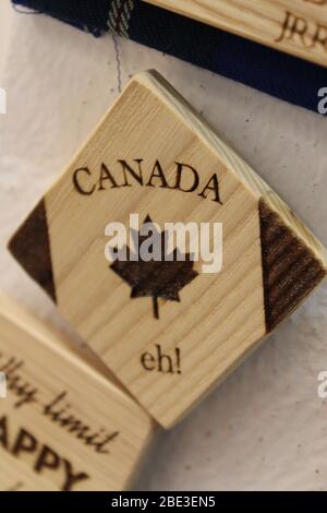 Portachiavi / magneti in legno Canada Foto Stock