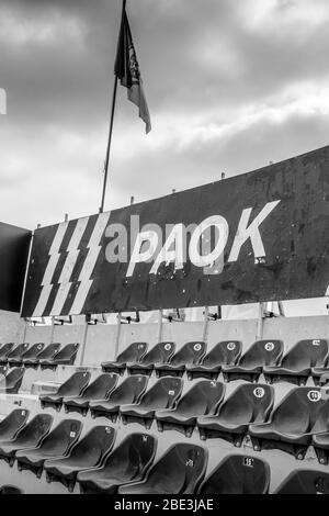 Si trova nello stadio di calcio di PAOK, una delle migliori squadre di calcio in Grecia, con sede nella città di Salonicco. Foto Stock