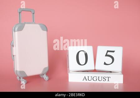 Agosto 05, tempo per una vacanza estiva o di viaggio, calendario delle vacanze Foto Stock