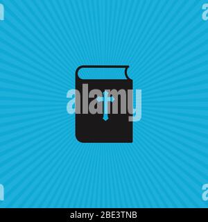 Icona del libro della Bibbia con i raggi del sole. Missione, la Società della Bibbia. Illustrazione vettoriale in stock isolata su sfondo bianco. Illustrazione Vettoriale