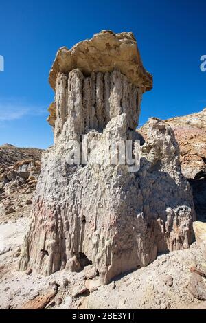 Toadstool nei Badlands di Gooseberry nel bacino di Bighorn del Wyoming Foto Stock