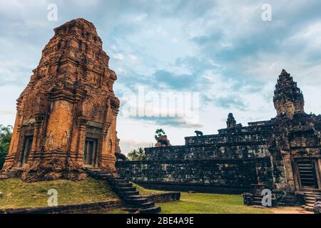 Tempio di Bayon nel complesso di Angkor Wat; Siem Reap, Siem Reap, Cambogia Foto Stock