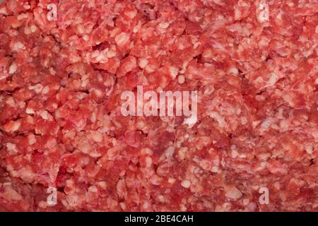 Da vicino la struttura della carne macinata - vista dall'alto. Foto Stock