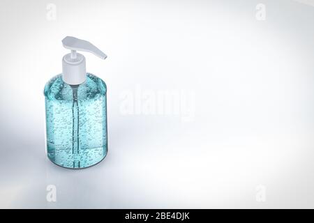 gel igienizzato 3d rendering in flacone su fondo bianco Foto Stock
