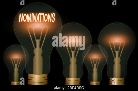 La scrittura della nota mostra le candidature. Il concetto di business per l'atto di ufficialmente suggerendo qualcuno per un lavoro o posizione Foto Stock