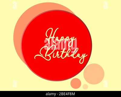 Elegante Happy Birthday decorativo carta design in colori vivaci con cerchi e testo ricursivo su uno sfondo giallo. Foto Stock