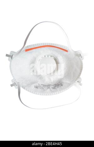 Il più alto standard di protezione per la maschera respiratore, grado N100 o FFP3. Per i concetti di protezione del coronavirus. Isolato su bianco con tracciato di ritaglio. Foto Stock