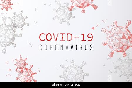 Abstract 3D di sfondo Coronavirus. Primo piano dal microscopio del virus. Virus Covid 19-NCP. Nuovo coronavirus. Vettore a basso contenuto di poli Illustrazione Vettoriale