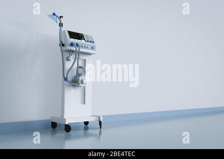 macchina per il rendering 3d di un ventilatore medicale in ospedale Foto Stock