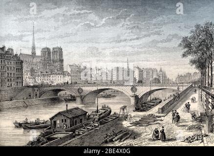 Il Pont Louis-Philippe, un ponte sul fiume Senna a Parigi, Francia, 19 ° secolo Foto Stock