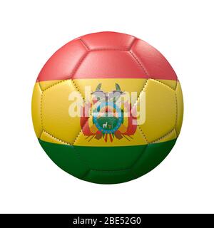 Palla di calcio in colori bandiera isolata su sfondo bianco. Bolivia. Immagine 3D Foto Stock