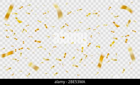 Dolci d'oro di Natale. Volanti carta strisce confetti, caduta oro foglio festa celebrazione elementi sfondo illustrazione vettoriale. Frizzante Illustrazione Vettoriale