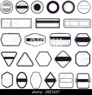 Francobollo vintage. Modelli di timbro postale, etichette di spedizione e riquadri dei timbri del boarder. Set di icone isolate per vettore di timbro postale Illustrazione Vettoriale