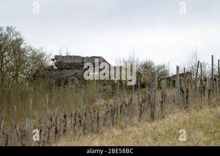 distrutto e adonato bunker dalla seconda guerra mondiale Foto Stock