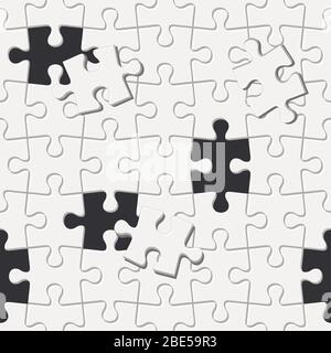Pattern vettoriale senza giunture con puzzle con pezzi mancanti. Illustrazione Vettoriale