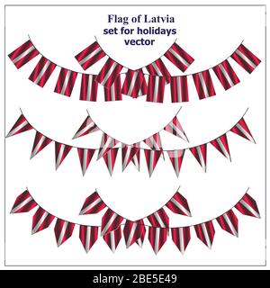 Luminoso insieme con bandiere della Lettonia. Collezione Happy Latvia Day. Illustrazione luminosa con bandiere. Illustrazione Vettoriale